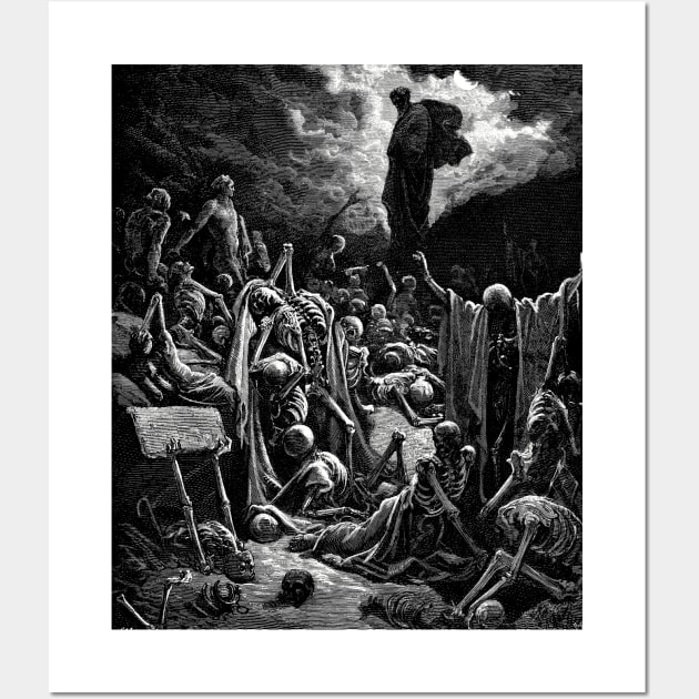 The Vision of the Valley of the Dry Bones - Gustave Doré, La Grande Bible de Tours, Aesthetic, Gothic, Metal Wall Art by SpaceDogLaika